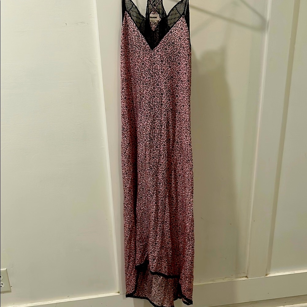 Zadig & Voltaire Pink and Black Lace Dress